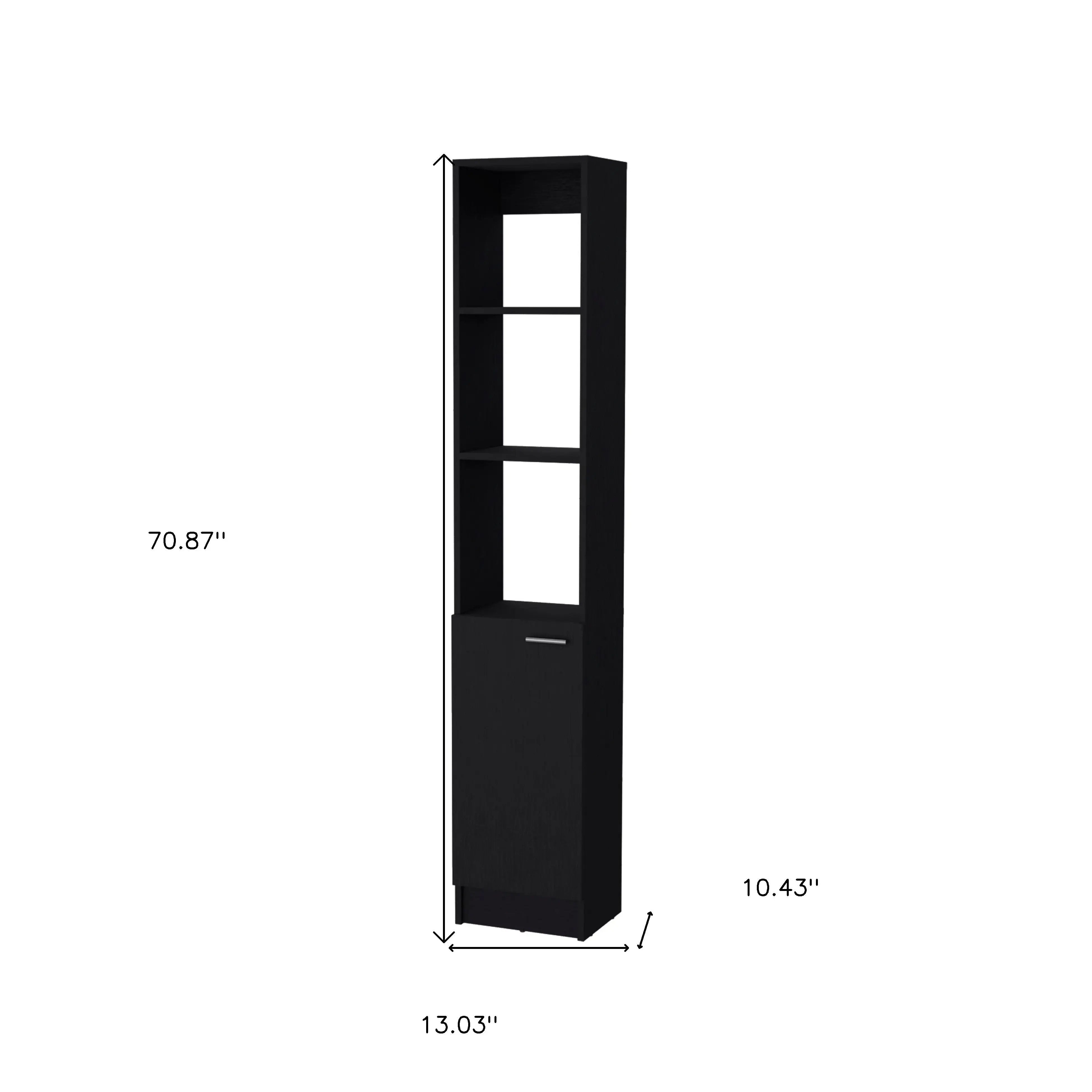 13" Black Wood Single Door Linen Cabinet Homeroots Organization