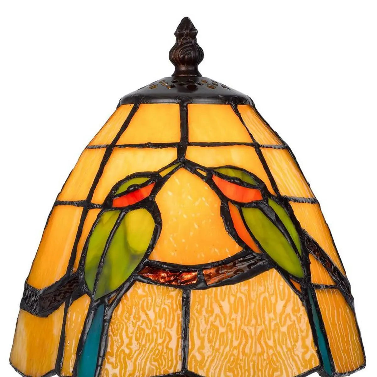 13" Bronze Birds Round Tiffany Lamp With Cone Shade Homeroots Lighting