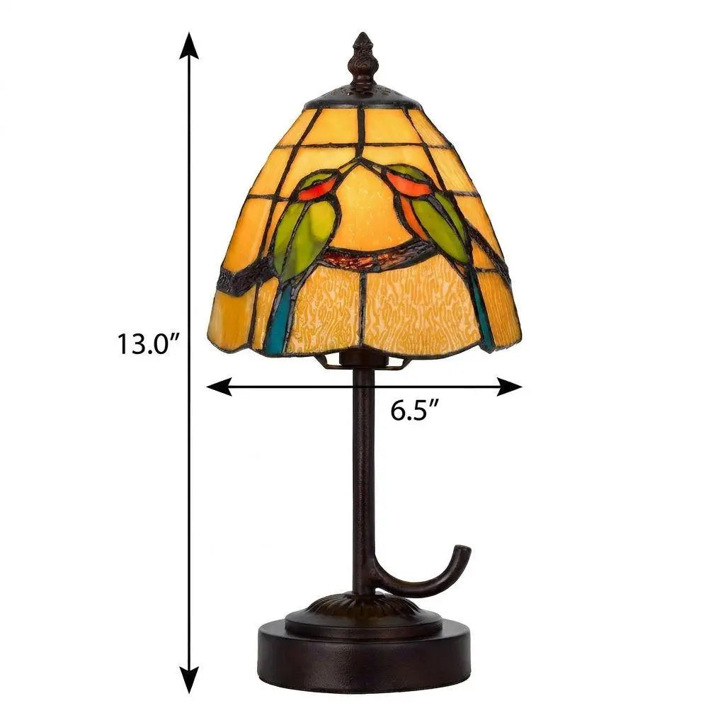 13" Bronze Birds Round Tiffany Lamp With Cone Shade Homeroots Lighting
