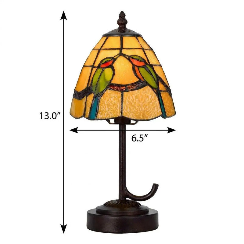 13" Bronze Birds Round Tiffany Lamp With Cone Shade Homeroots Lighting