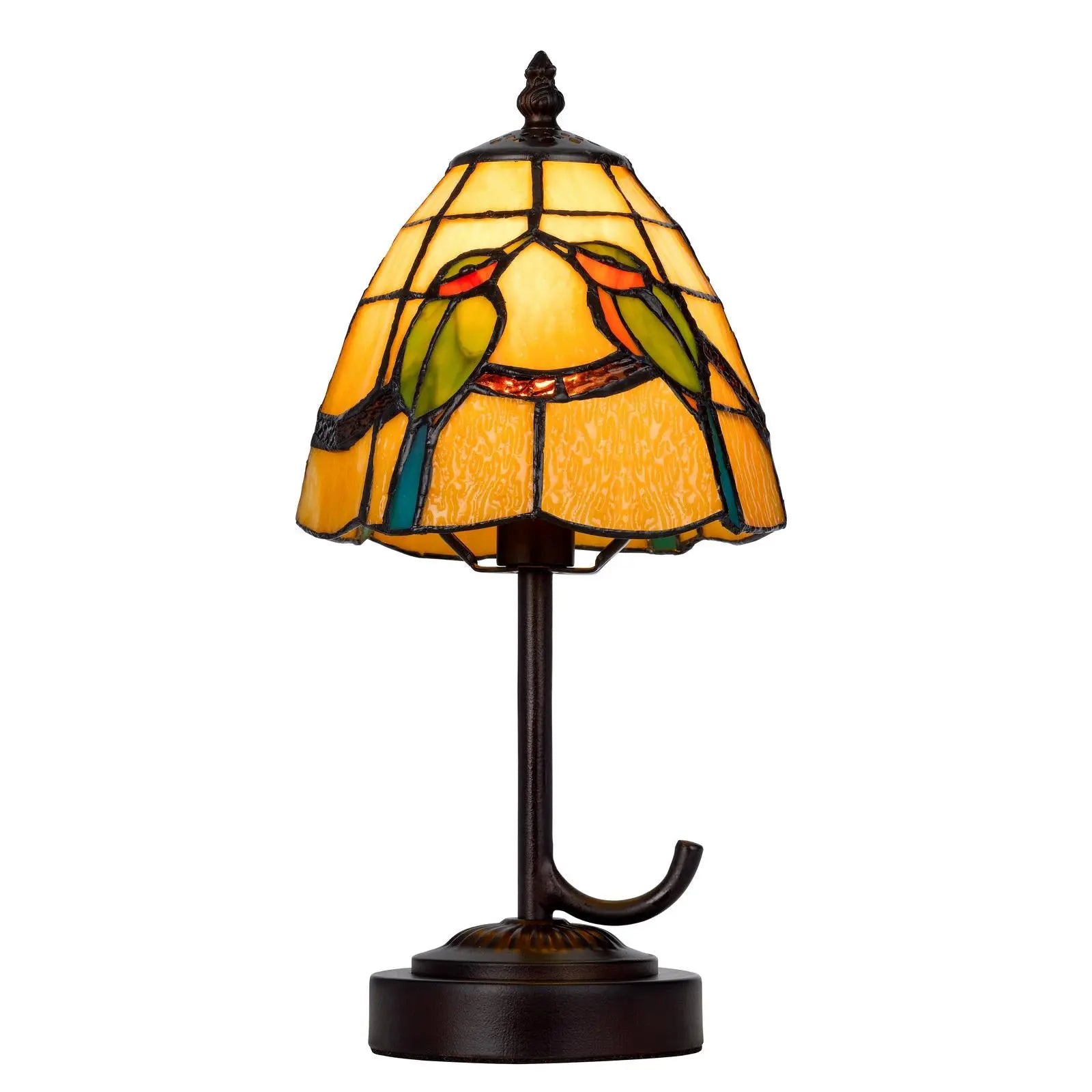 13" Bronze Birds Round Tiffany Lamp With Cone Shade Homeroots Lighting