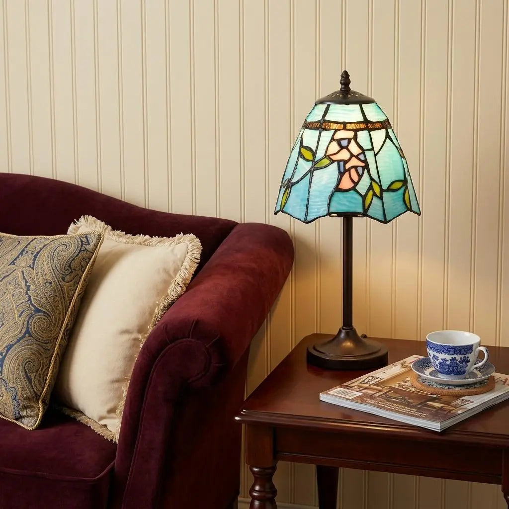 13" Bronze Flowers Round Tiffany Lamp With Cone Shade Homeroots Lighting