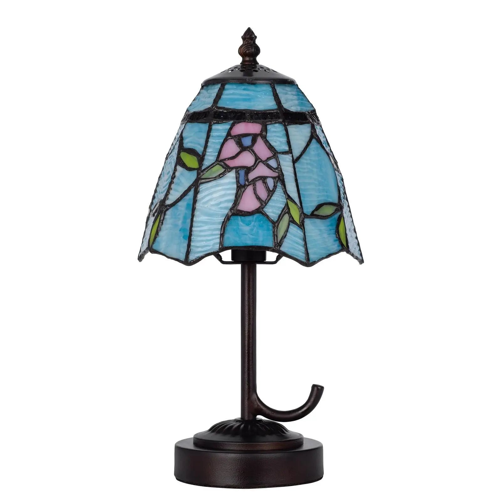 13" Bronze Flowers Round Tiffany Lamp With Cone Shade Homeroots Lighting
