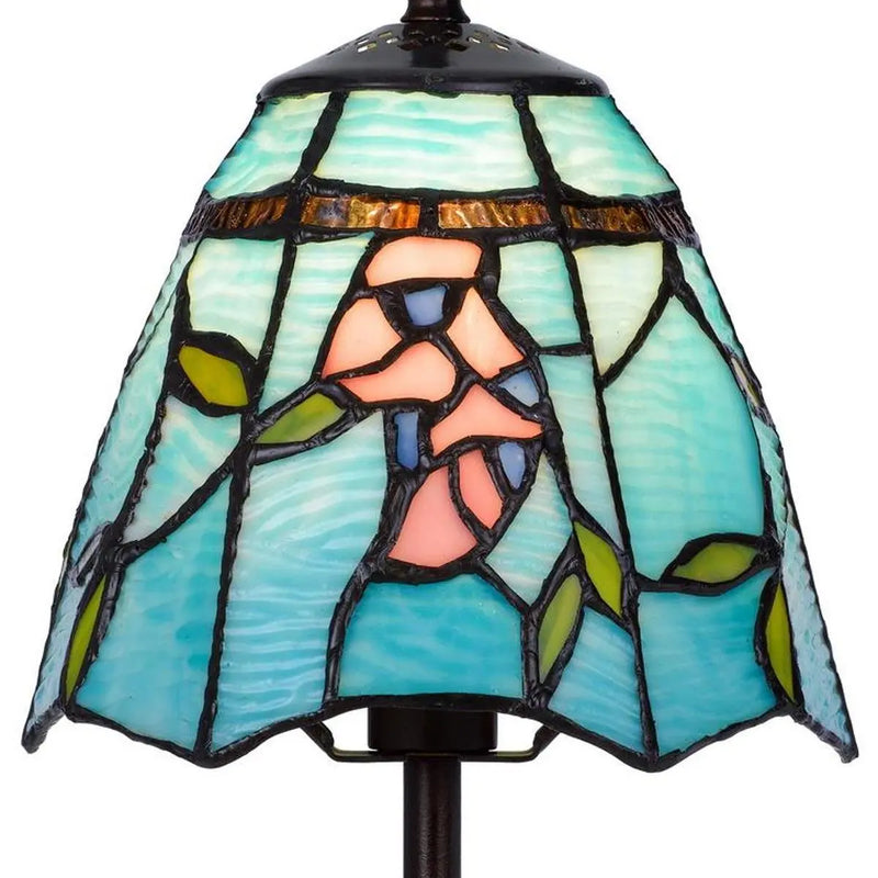 13" Bronze Flowers Round Tiffany Lamp With Cone Shade Homeroots Lighting