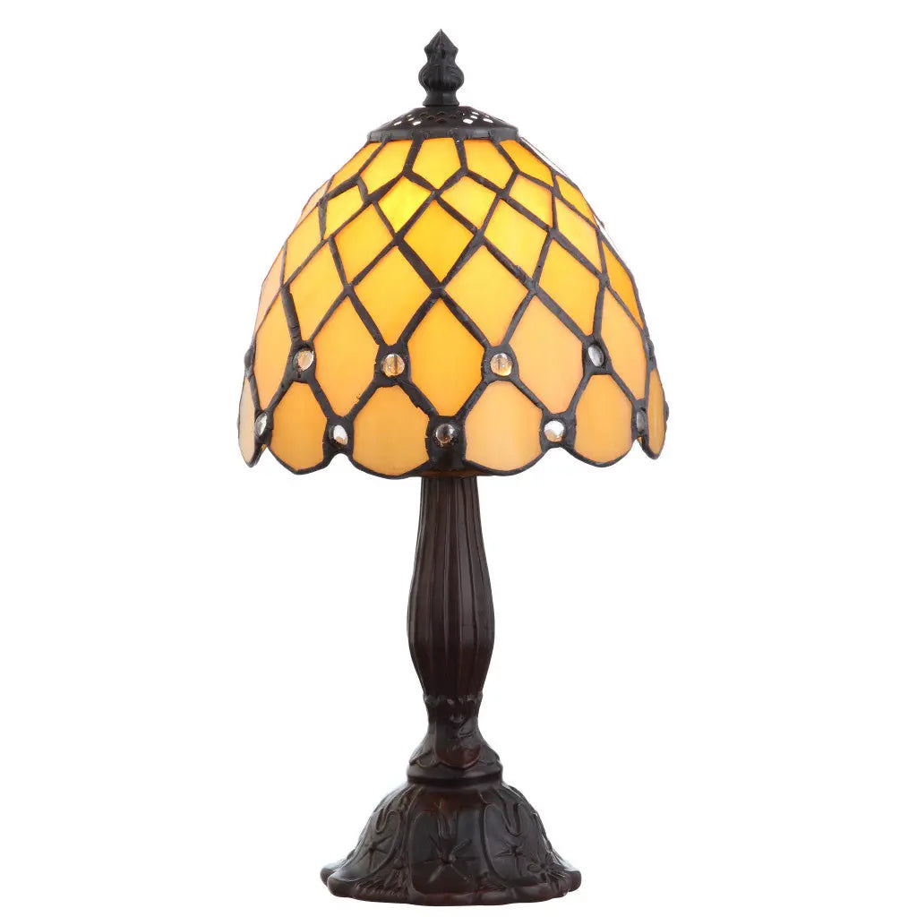 13" Bronze Novelty Tiffany Lamp With Bell Shade Homeroots Lighting