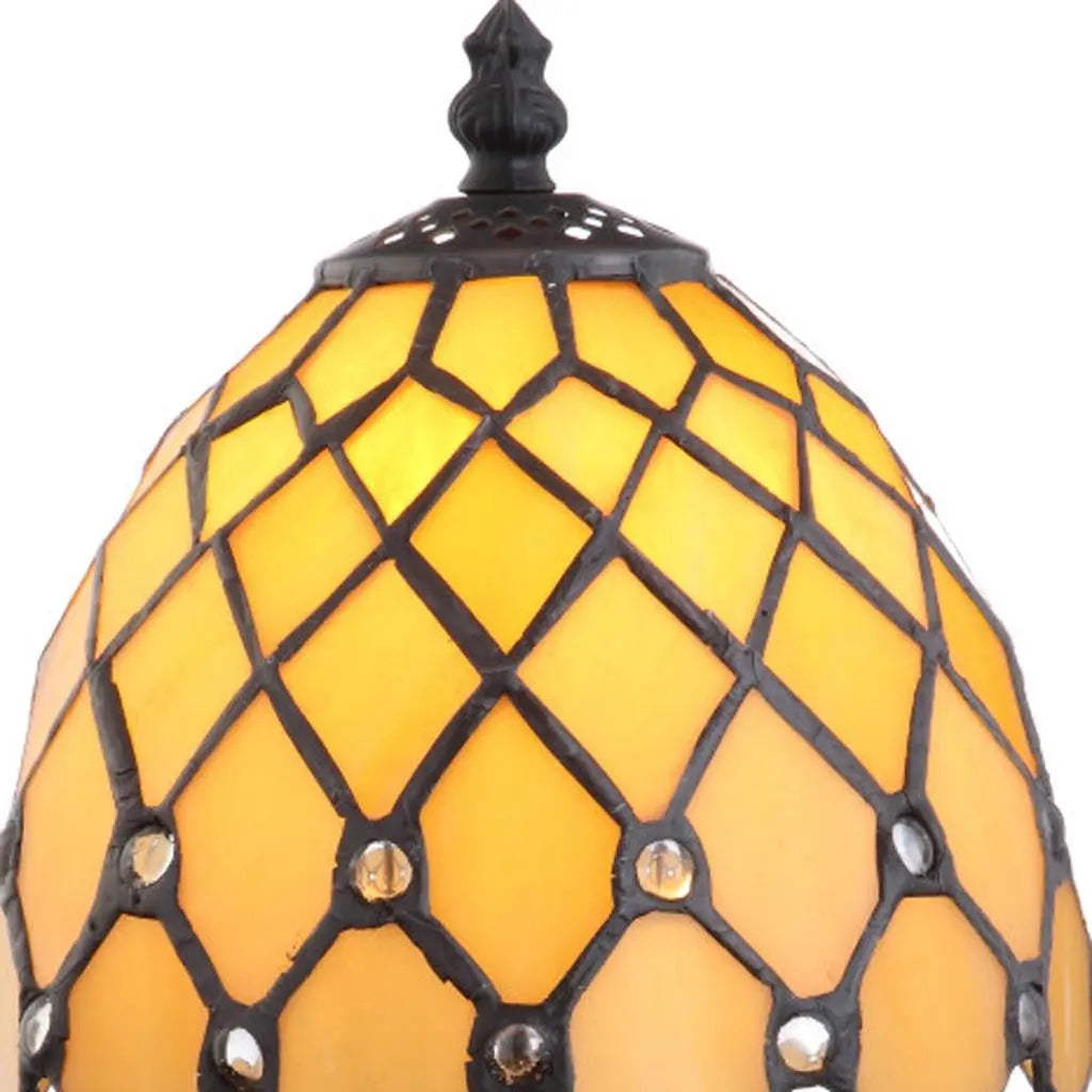 13" Bronze Novelty Tiffany Lamp With Bell Shade Homeroots Lighting