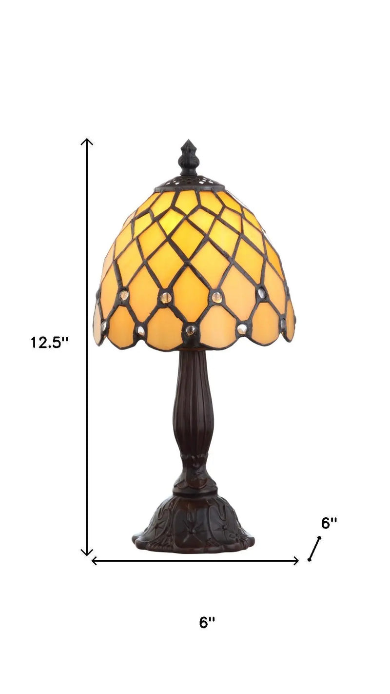 13" Bronze Novelty Tiffany Lamp With Bell Shade Homeroots Lighting