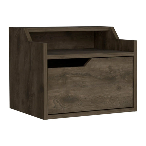13" Brown Wood One Drawer Floating Nightstand Homeroots Bed & Bath
