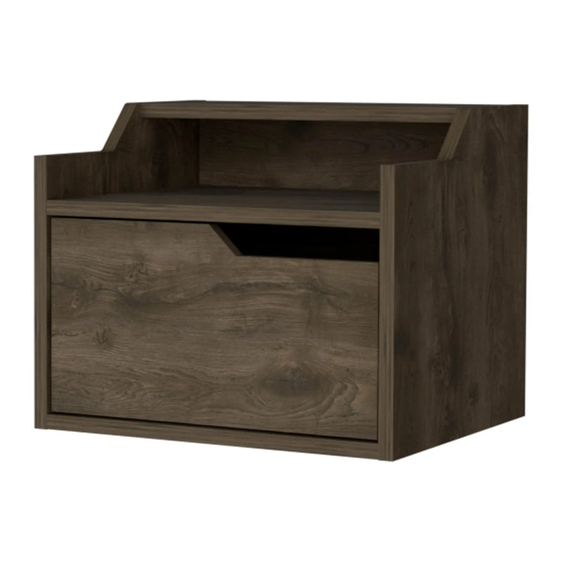 13" Brown Wood One Drawer Floating Nightstand Homeroots Bed & Bath