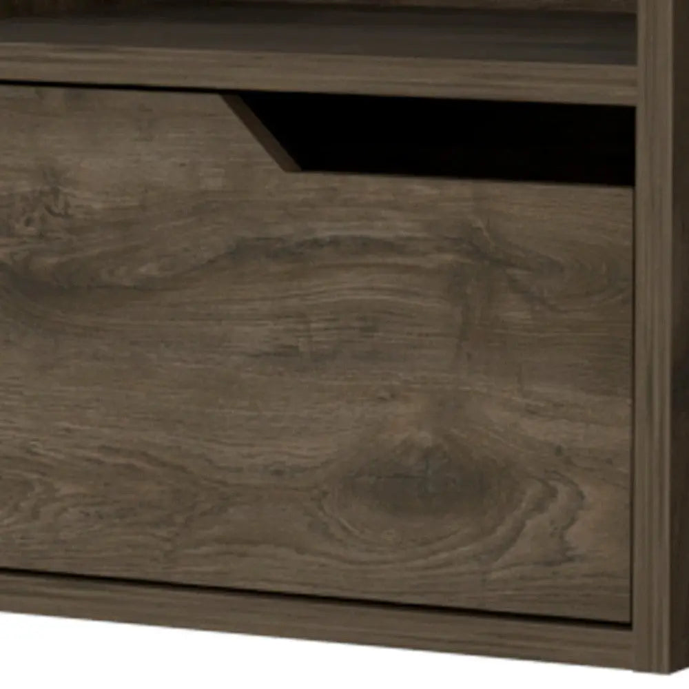 13" Brown Wood One Drawer Floating Nightstand Homeroots Bed & Bath