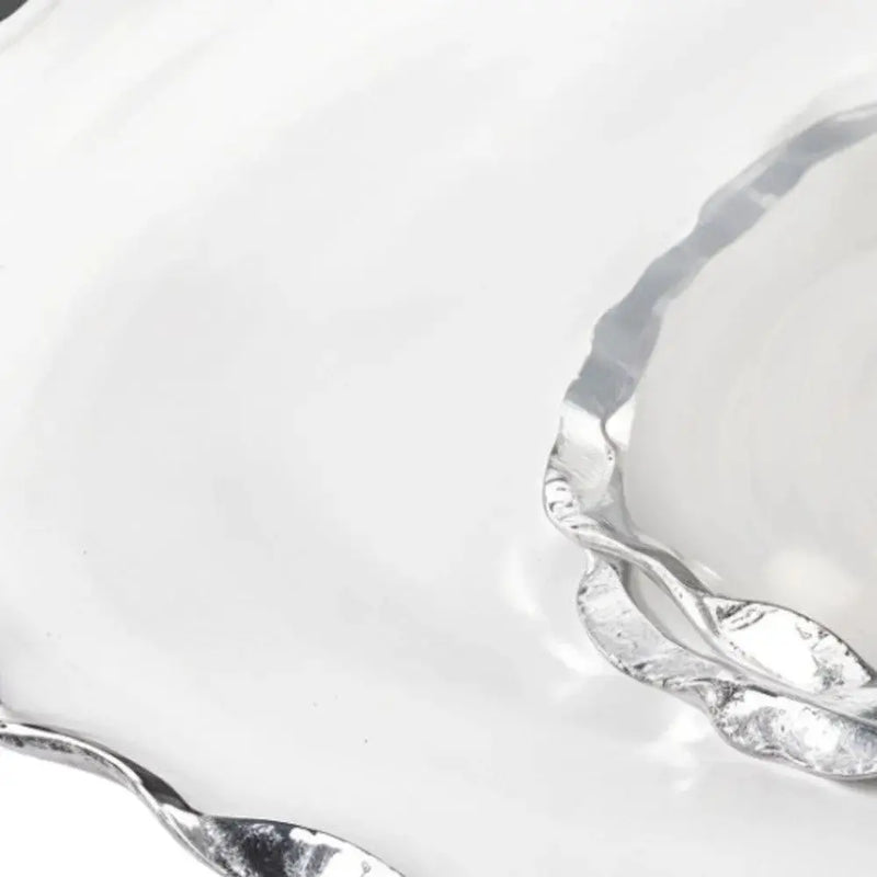 13" Clear And Silver Round Glass Hand Finished Lazy Susan Homeroots Kitchen & Dining