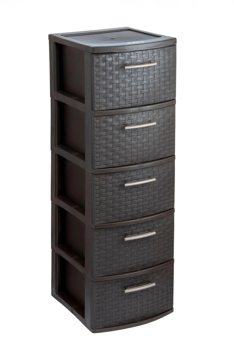 13" Espresso Plastic Square Accent Cabinet With Five Drawers Homeroots Kitchen & Dining