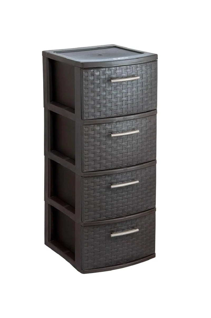 13" Espresso Plastic Square Accent Cabinet With Four Drawers Homeroots Kitchen & Dining