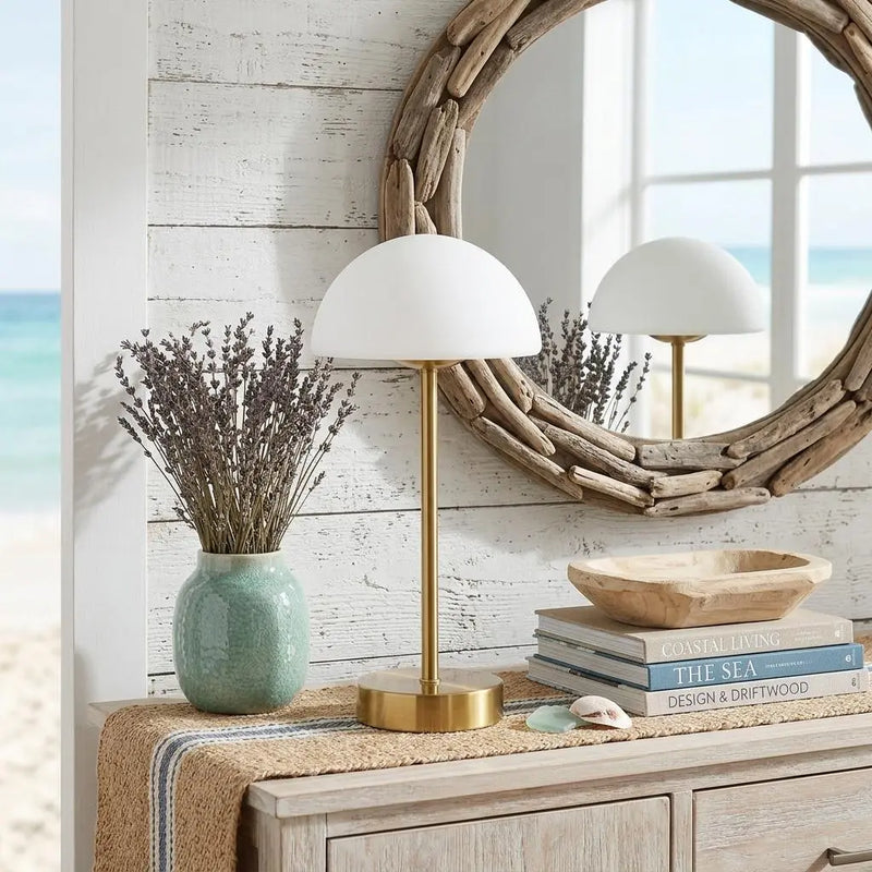 13" Gold USB Table Lamp With Dome Shade Homeroots Lighting