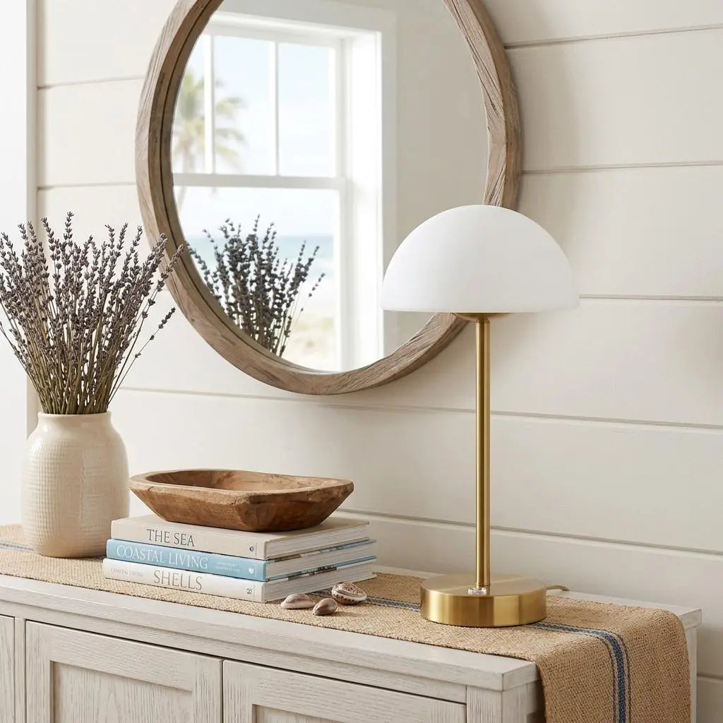 13" Gold USB Table Lamp With Dome Shade Homeroots Lighting