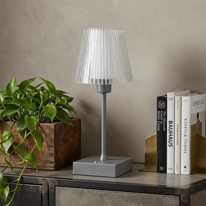 13" Gray USB Table Lamp With Empire Shade Homeroots Lighting