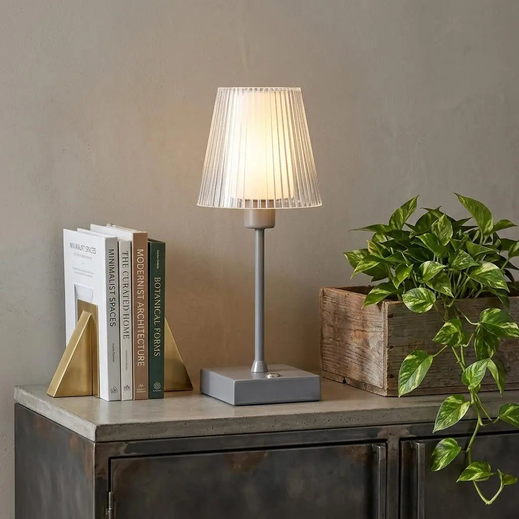 13" Gray USB Table Lamp With Empire Shade Homeroots Lighting