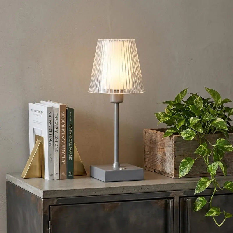 13" Gray USB Table Lamp With Empire Shade Homeroots Lighting