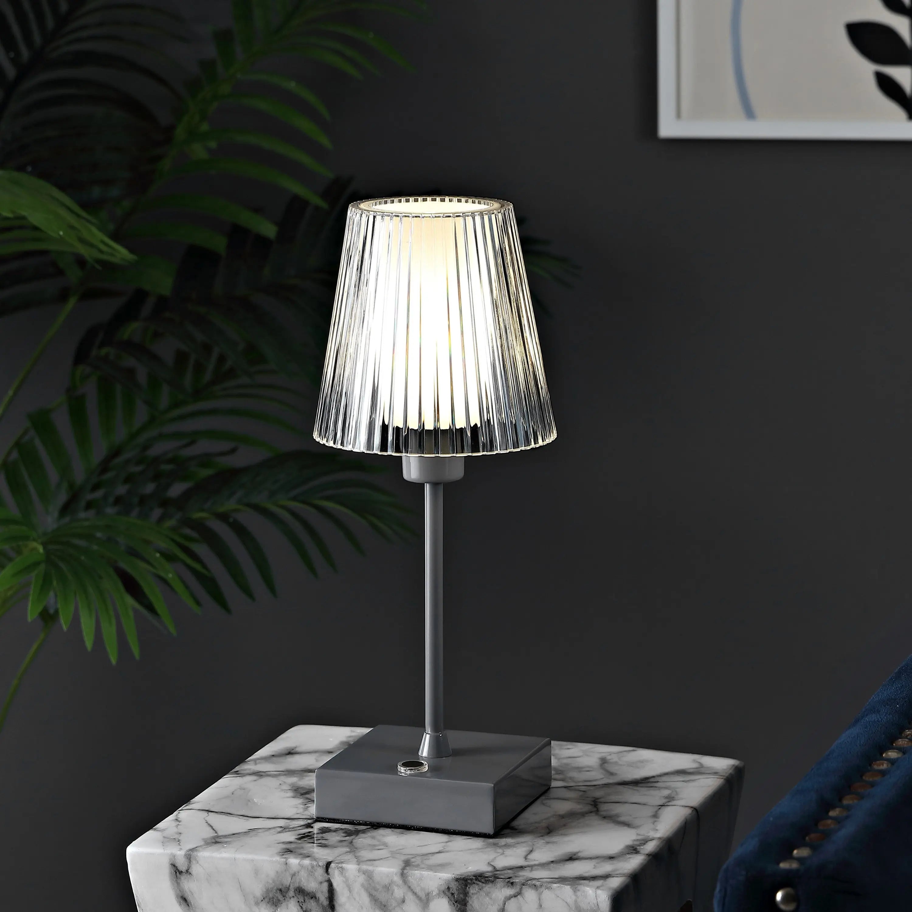 13" Gray USB Table Lamp With Empire Shade Homeroots Lighting