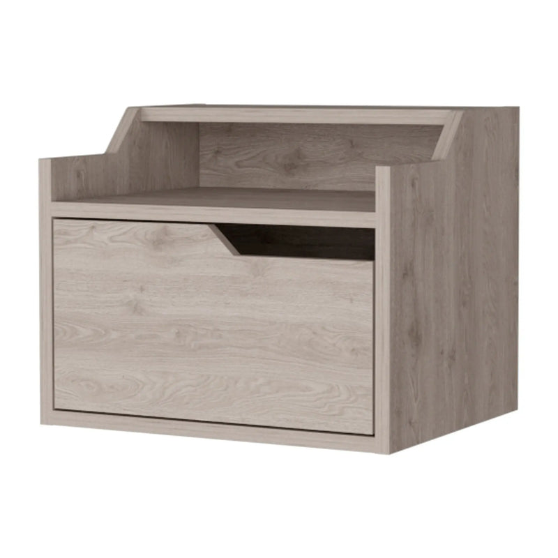 13" Gray Wood One Drawer Floating Nightstand Homeroots Bed & Bath