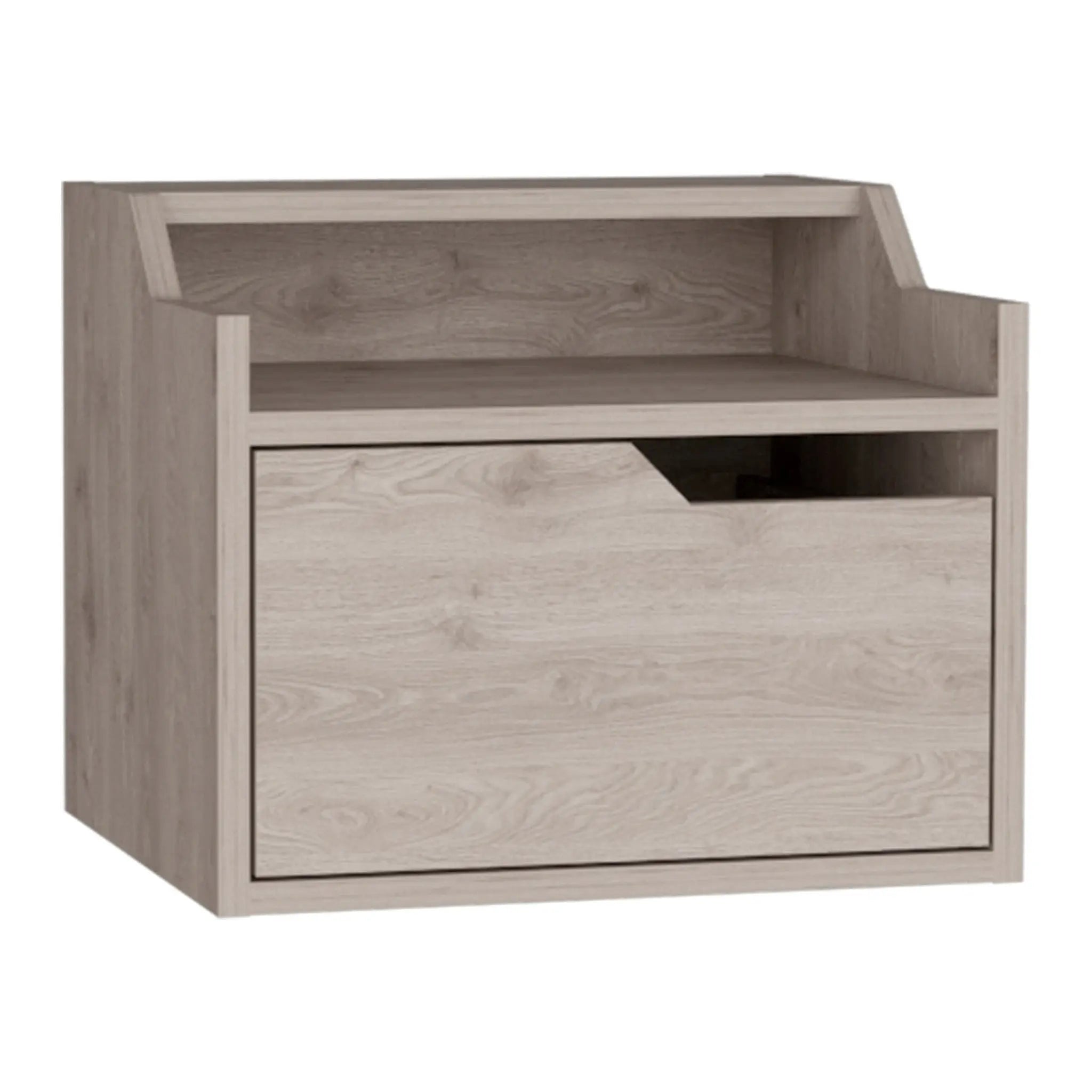 13" Gray Wood One Drawer Floating Nightstand Homeroots Bed & Bath