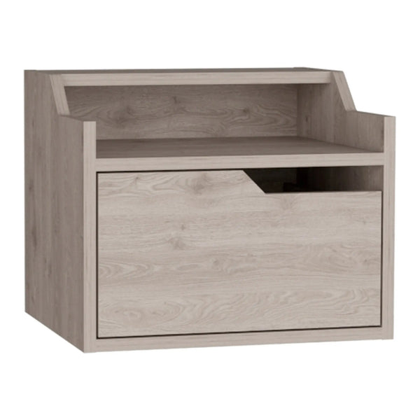13" Gray Wood One Drawer Floating Nightstand Homeroots Bed & Bath