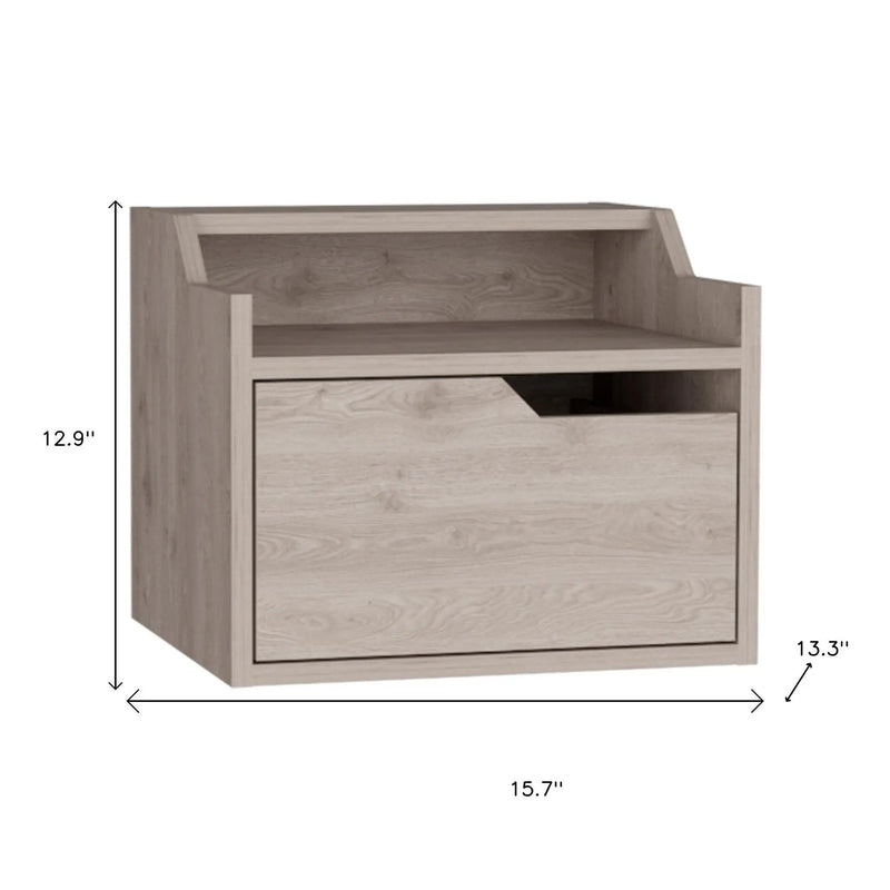 13" Gray Wood One Drawer Floating Nightstand Homeroots Bed & Bath
