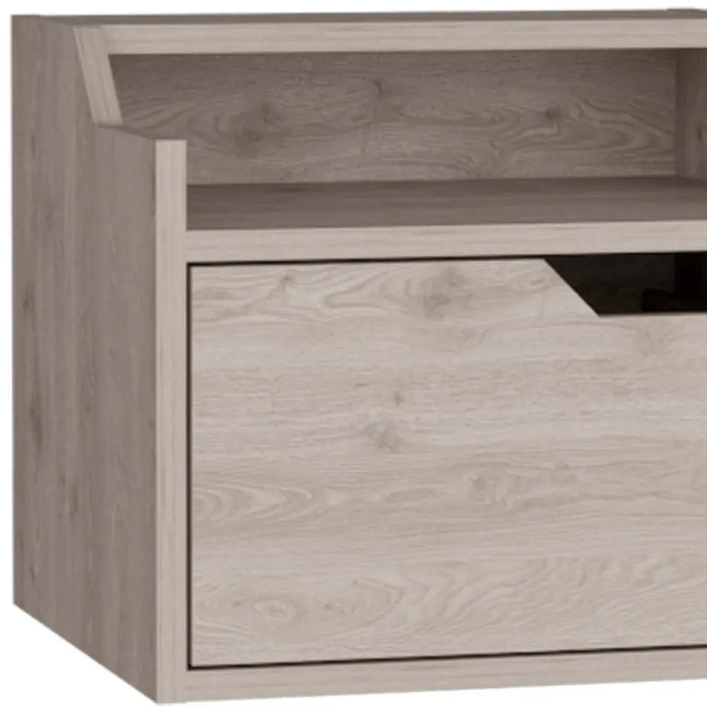 13" Gray Wood One Drawer Floating Nightstand Homeroots Bed & Bath