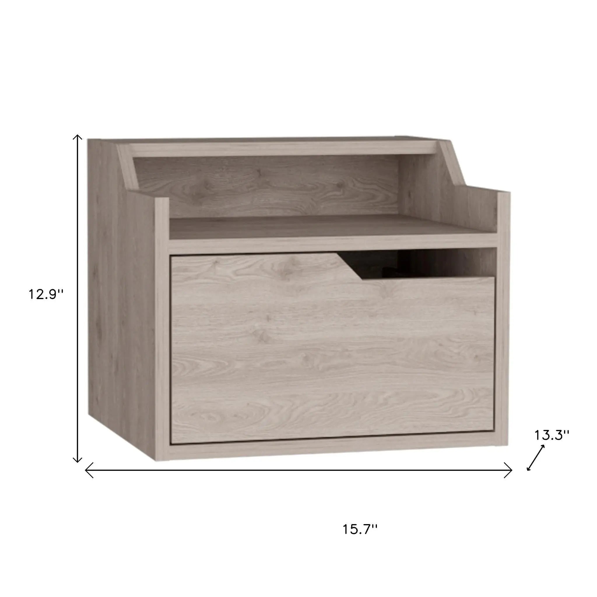 13" Gray Wood One Drawer Floating Nightstand Homeroots Bed & Bath