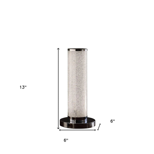 13” Modern White Sand Crystal And Steel Table Lamp Homeroots Lighting