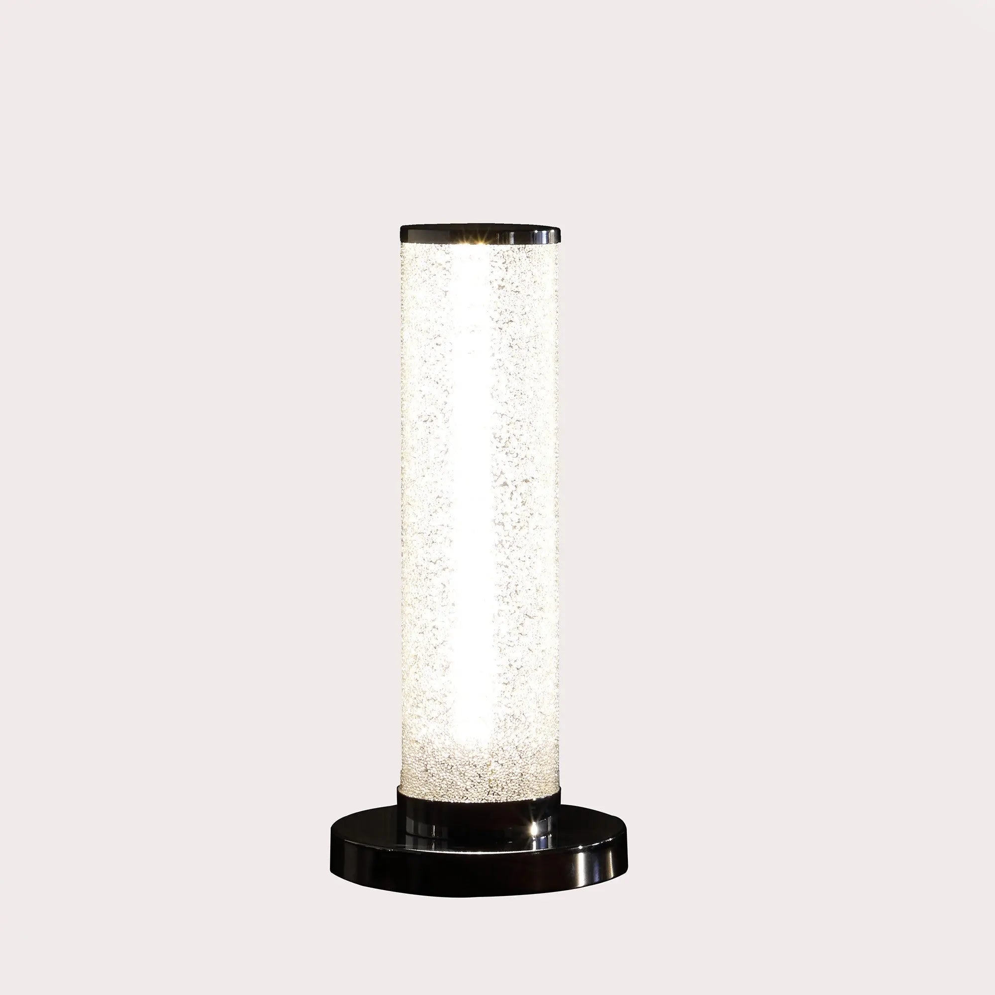 13” Modern White Sand Crystal And Steel Table Lamp Homeroots Lighting