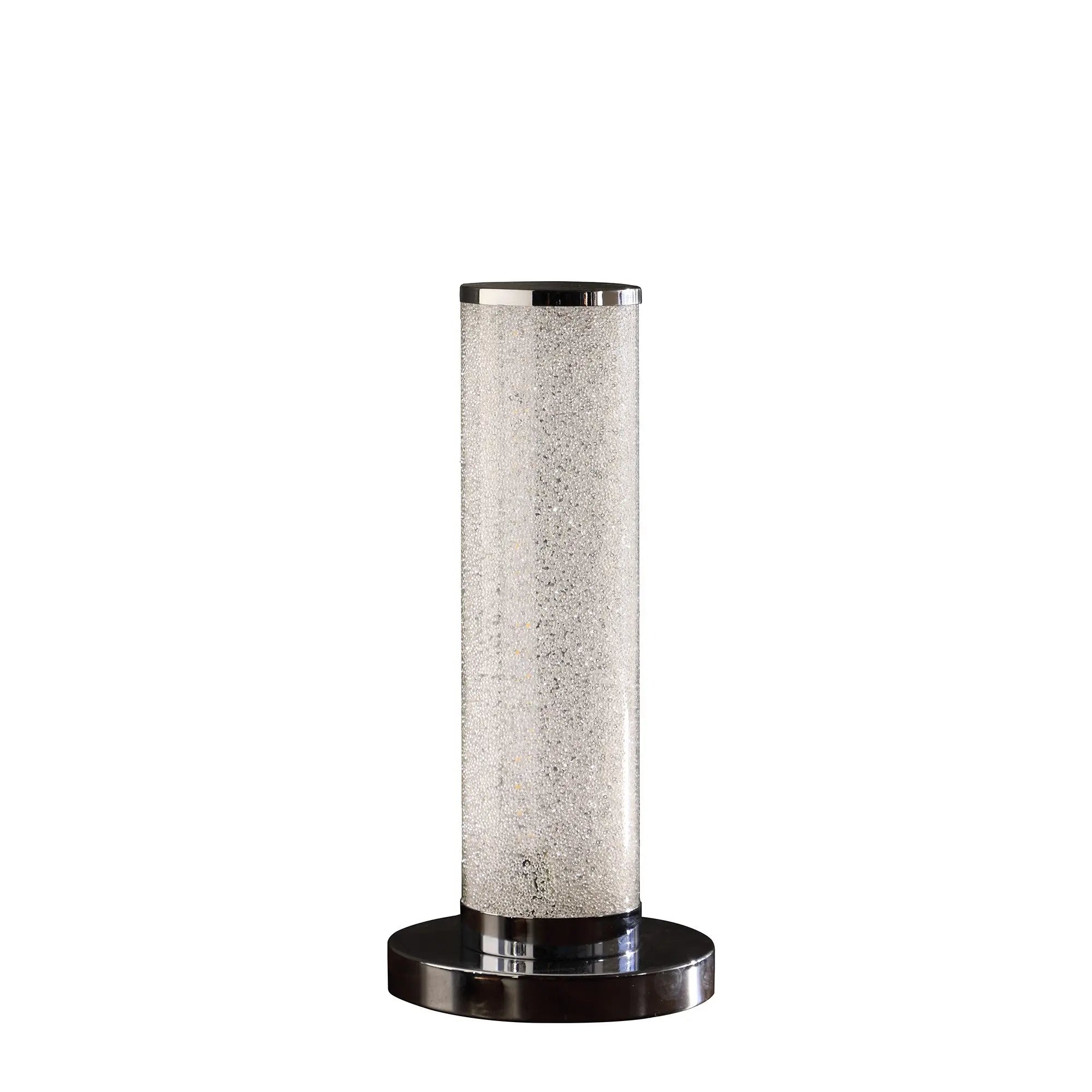 13” Modern White Sand Crystal And Steel Table Lamp Homeroots Lighting