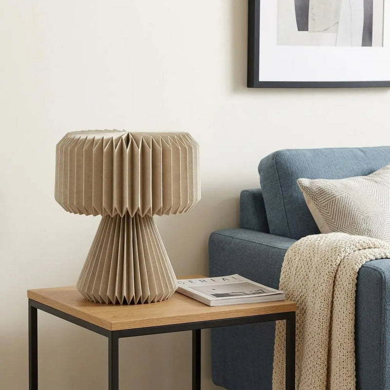 13" Natural Geometric Bedside Lamp With Cylinder Shade Homeroots Lighting