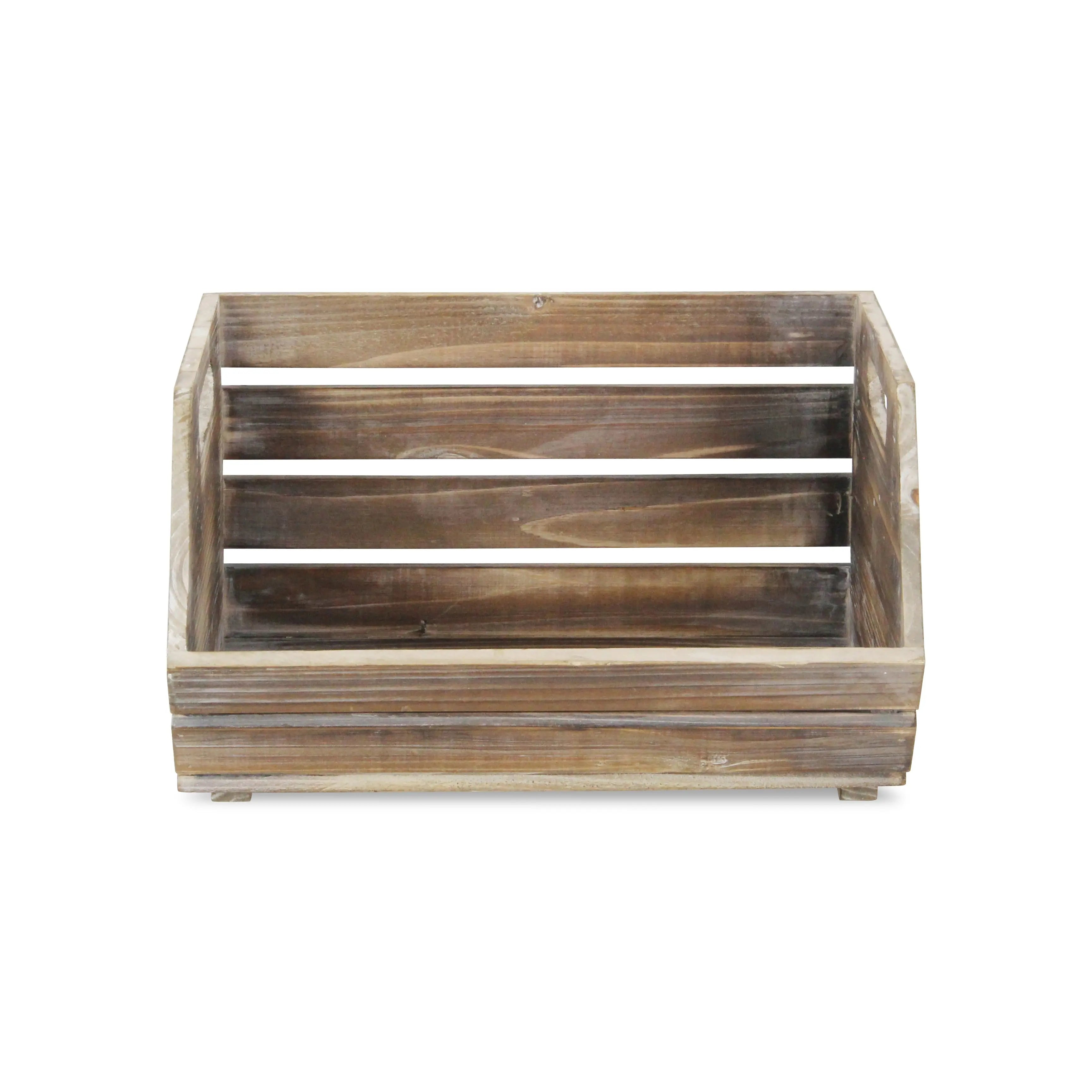 13" Natural Stackable Solid Wood Crate Homeroots Office