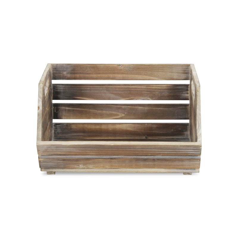13" Natural Stackable Solid Wood Crate Homeroots Office