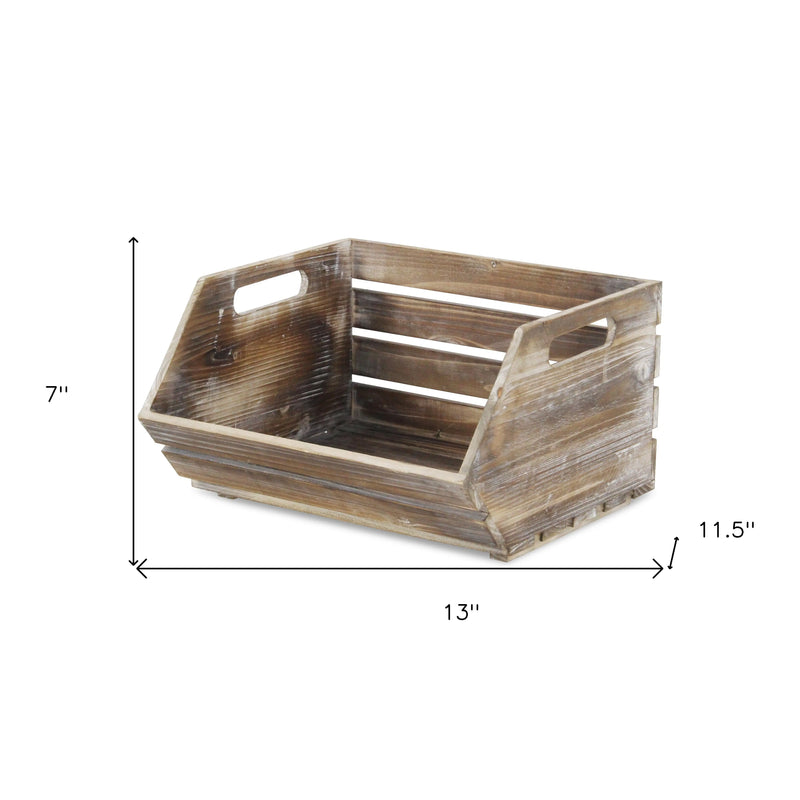 13" Natural Stackable Solid Wood Crate Homeroots Office