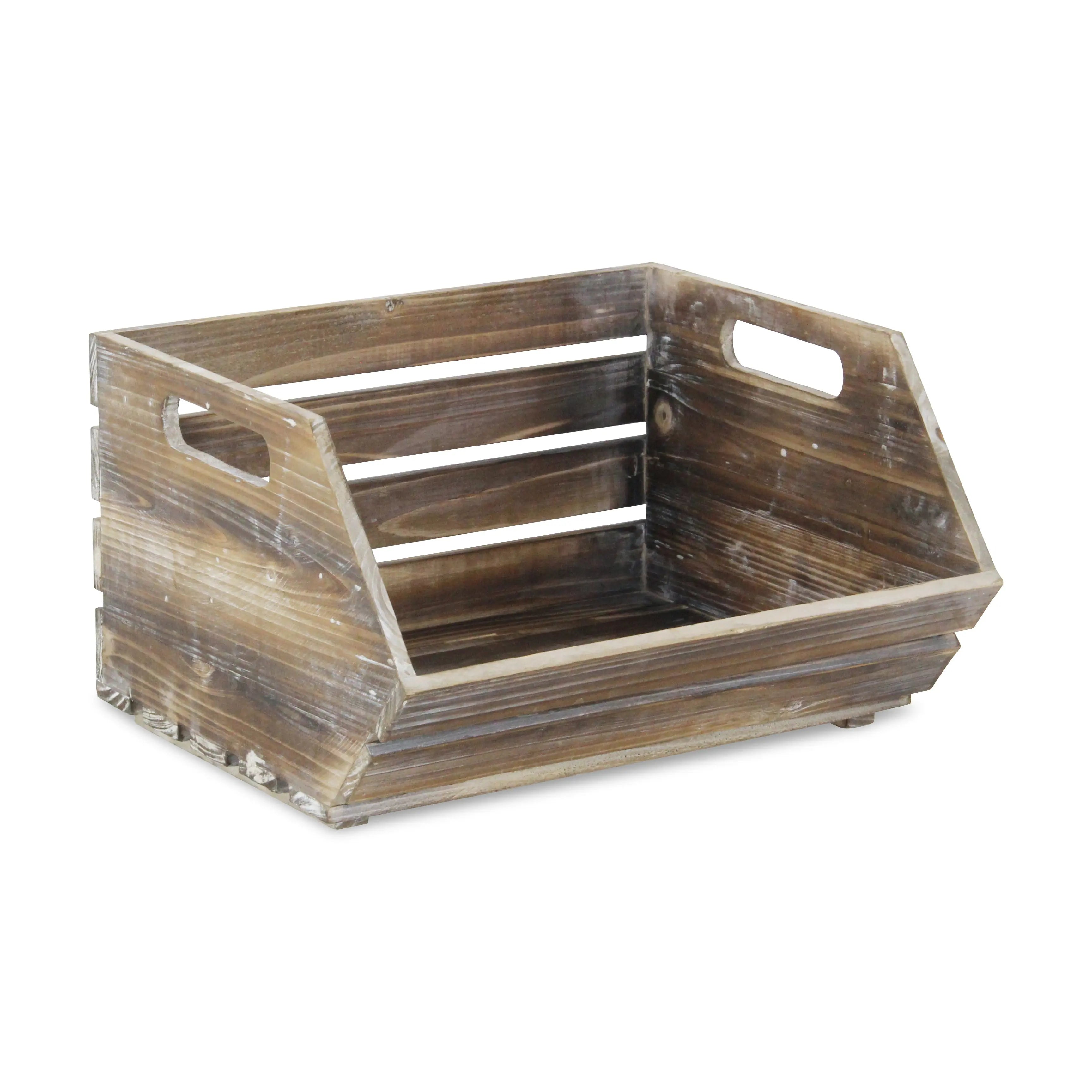 13" Natural Stackable Solid Wood Crate Homeroots Office