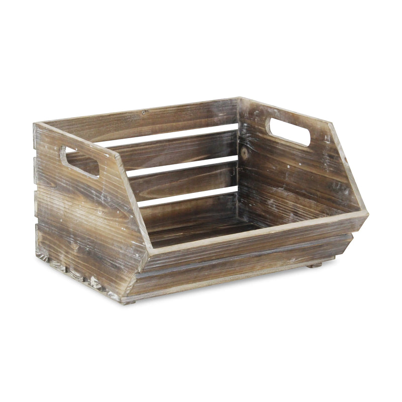 13" Natural Stackable Solid Wood Crate Homeroots Office