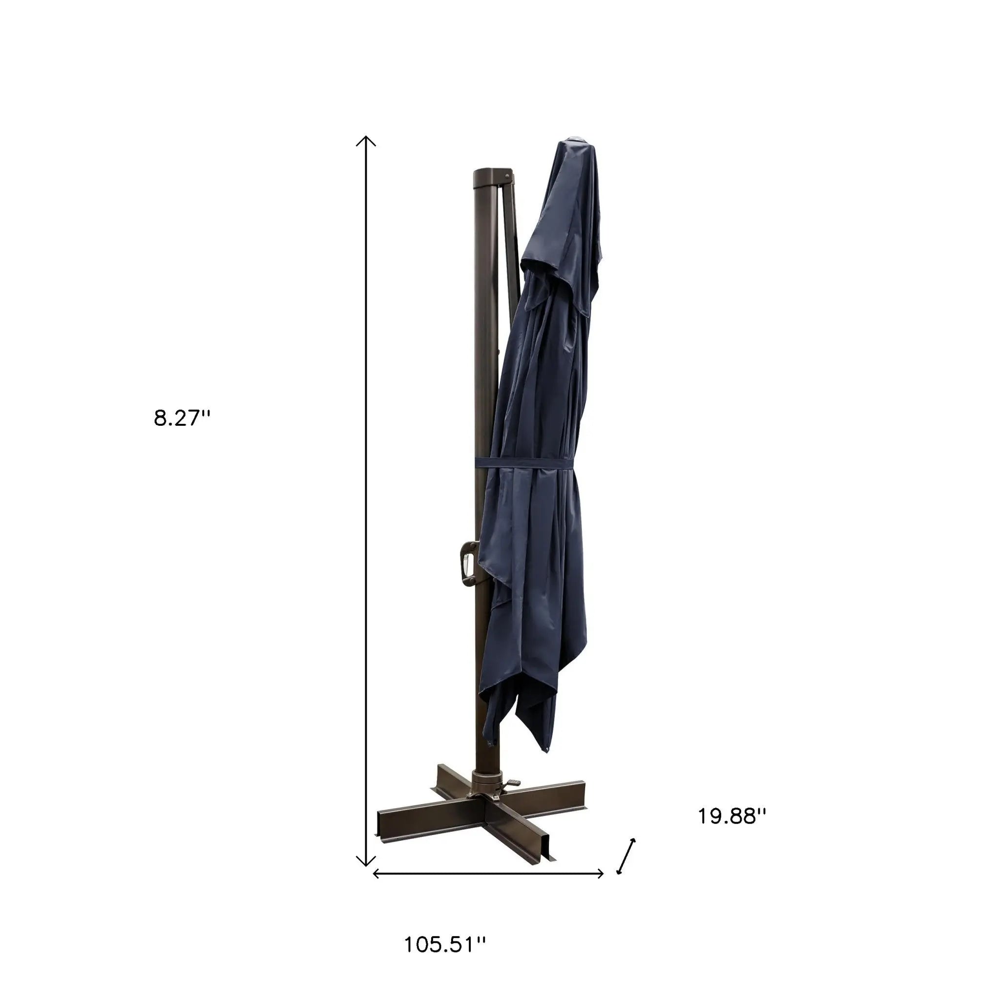 13' Navy Polyester Rectangular Tilt Cantilever Patio Umbrella With Stand Homeroots Outdoor