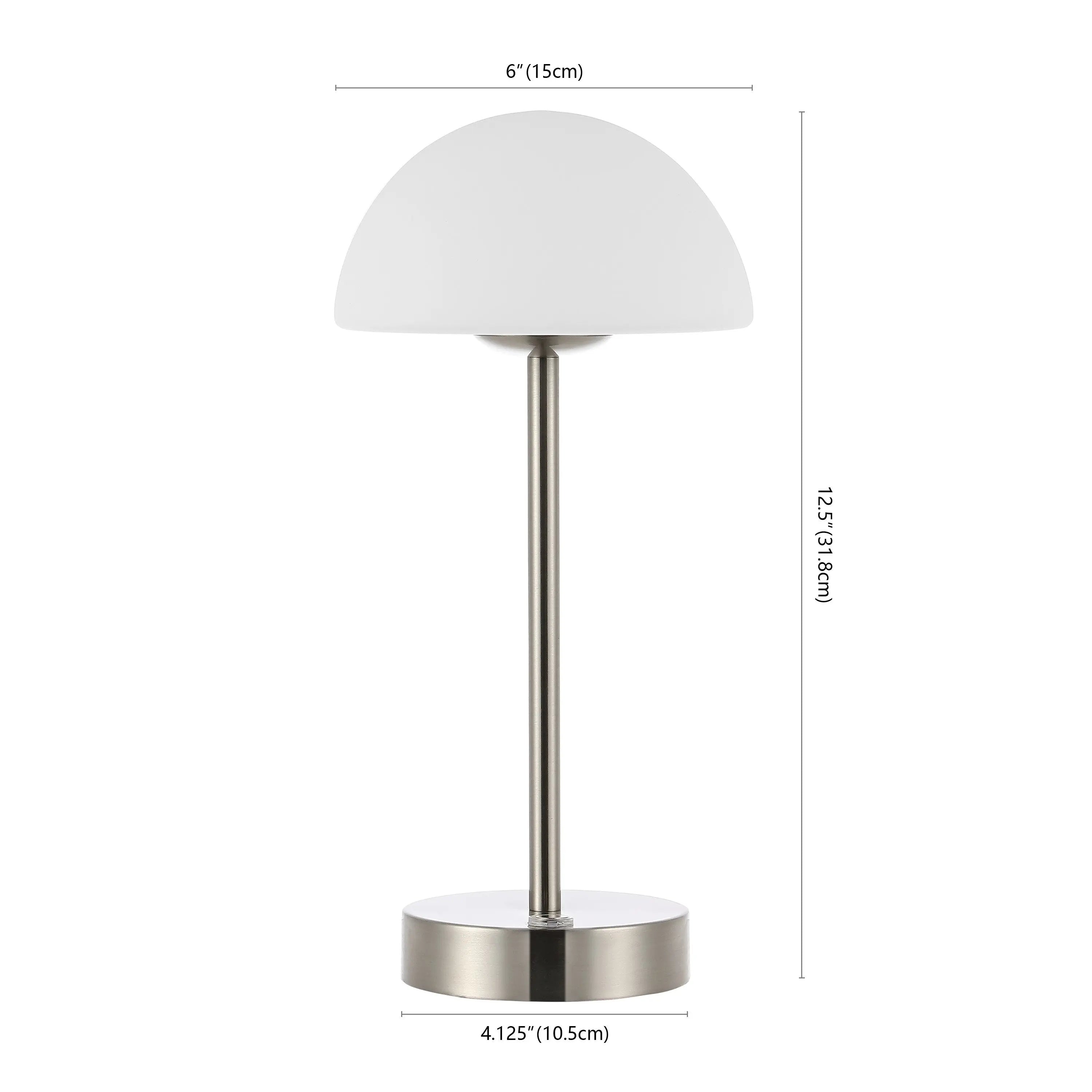 13" Nickel USB Table Lamp With Dome Shade Homeroots Lighting