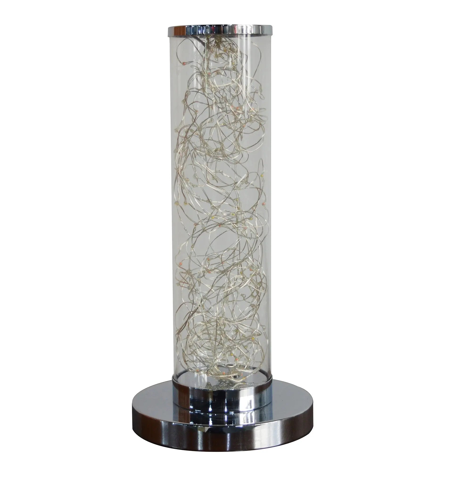 13" Silver Metal Column LED Table Lamp Homeroots Lighting