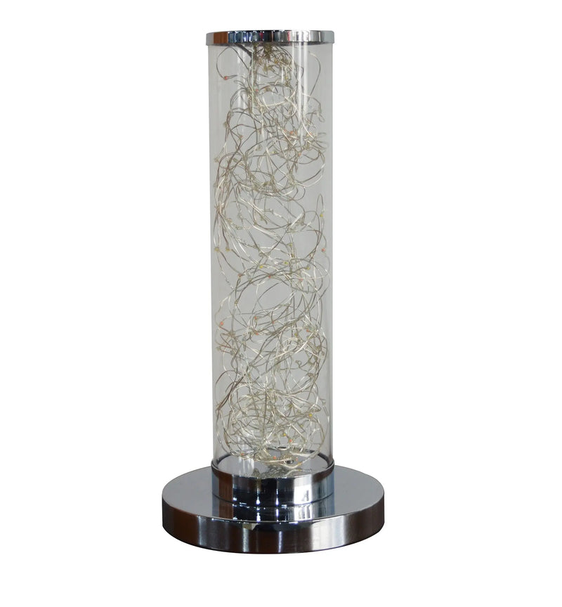13" Silver Metal Column LED Table Lamp Homeroots Lighting