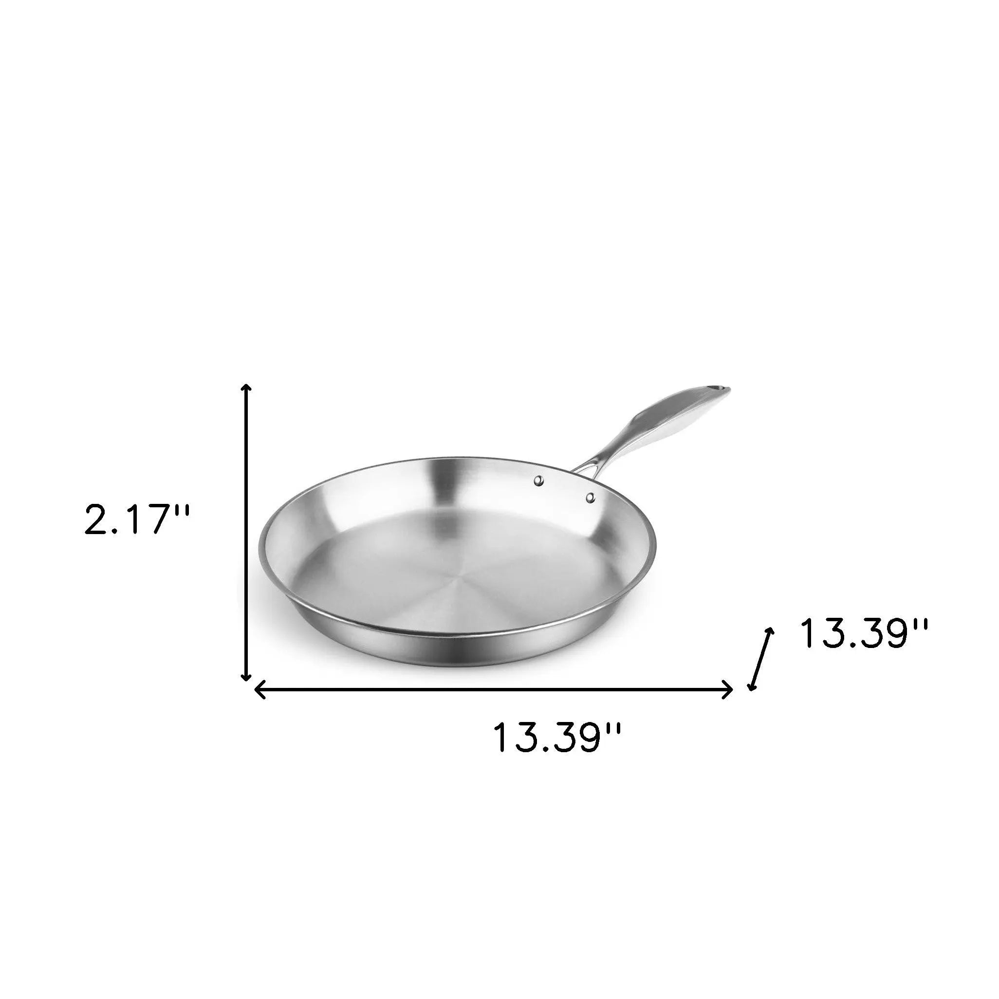 13" Silver Stainless Steel Frying Pan Homeroots Kitchen & Dining