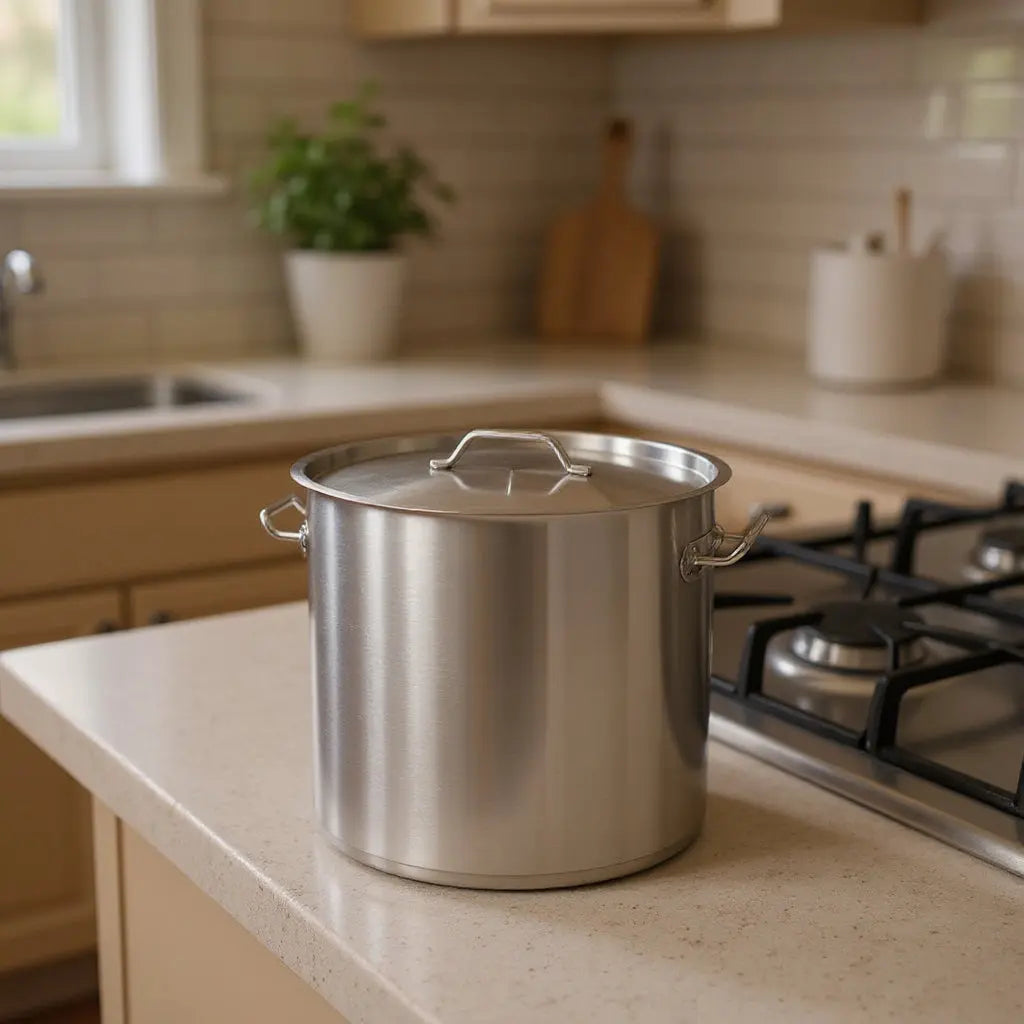 13" Silver Stainless Steel Stock Pot Homeroots Kitchen & Dining