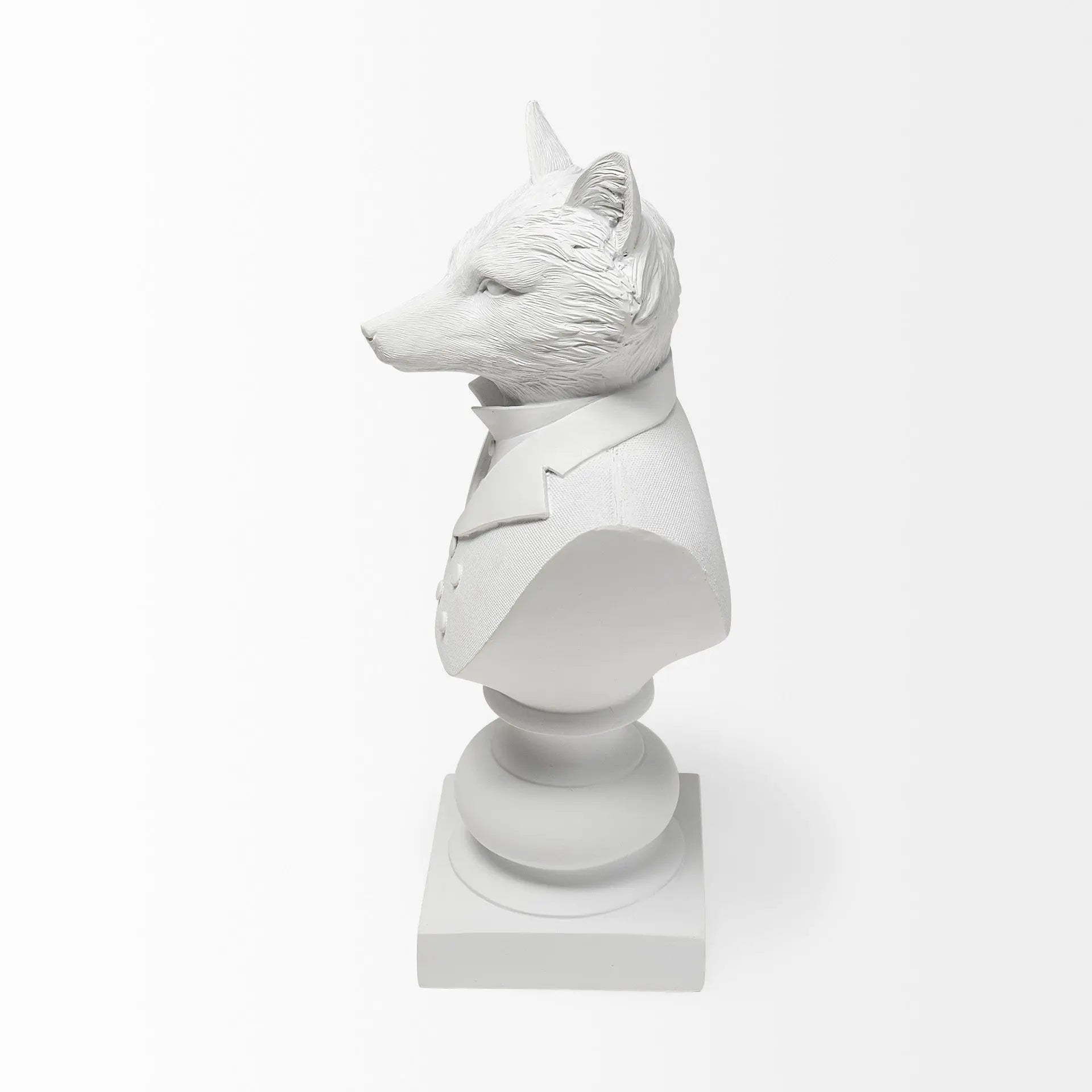 13" White Resin Fox Bust Tabletop Sculpture Homeroots Home Decor