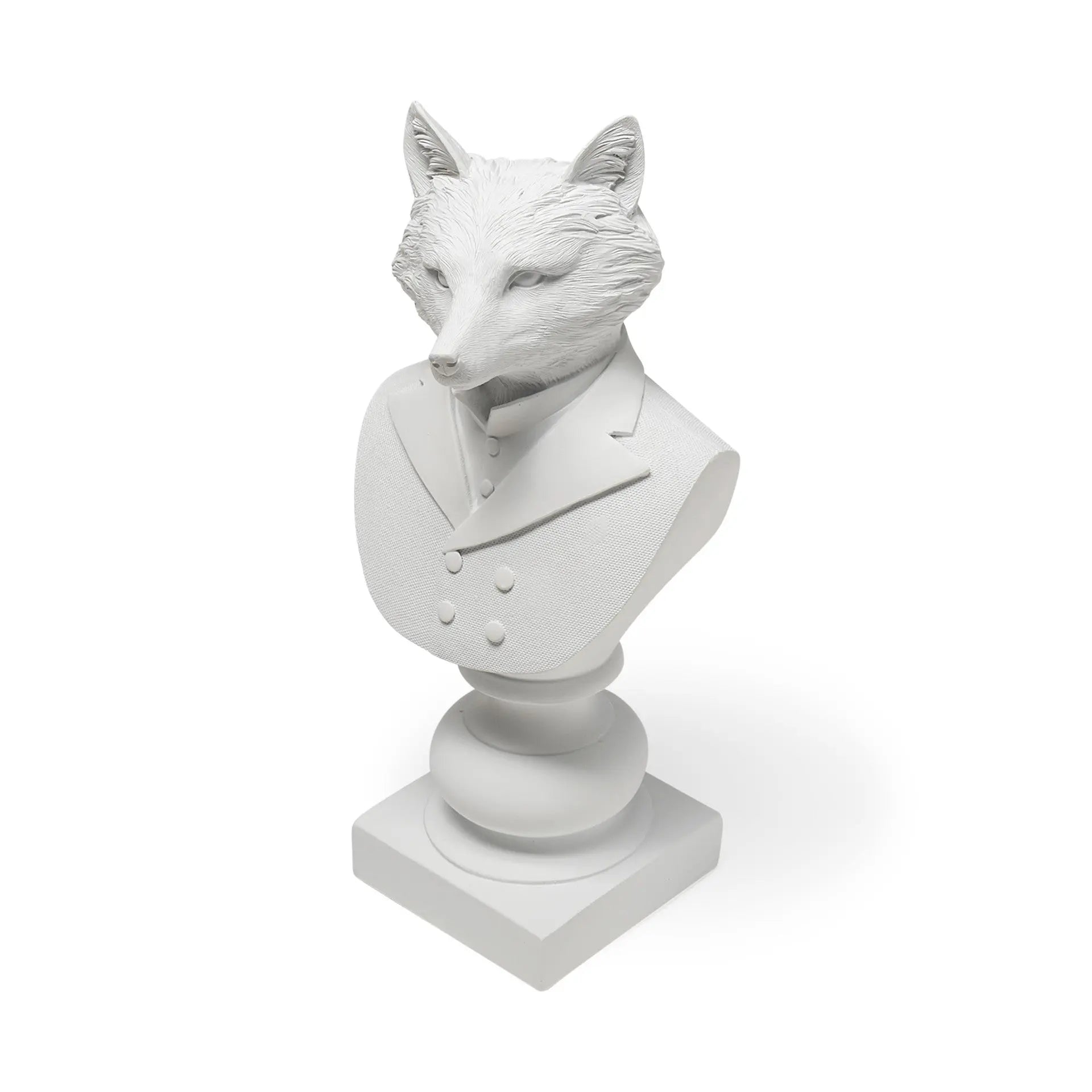 13" White Resin Fox Bust Tabletop Sculpture Homeroots Home Decor