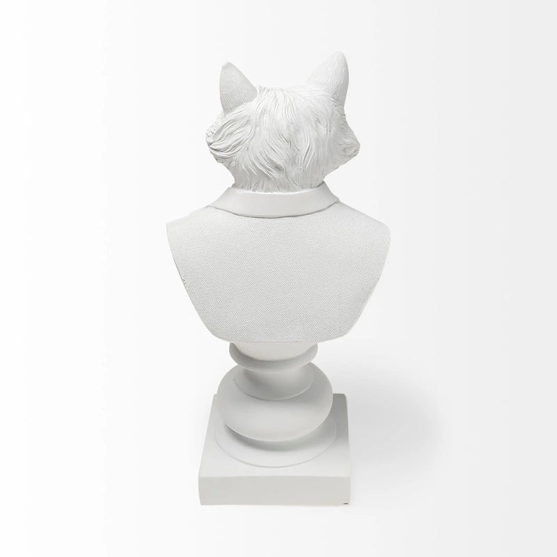 13" White Resin Fox Bust Tabletop Sculpture Homeroots Home Decor