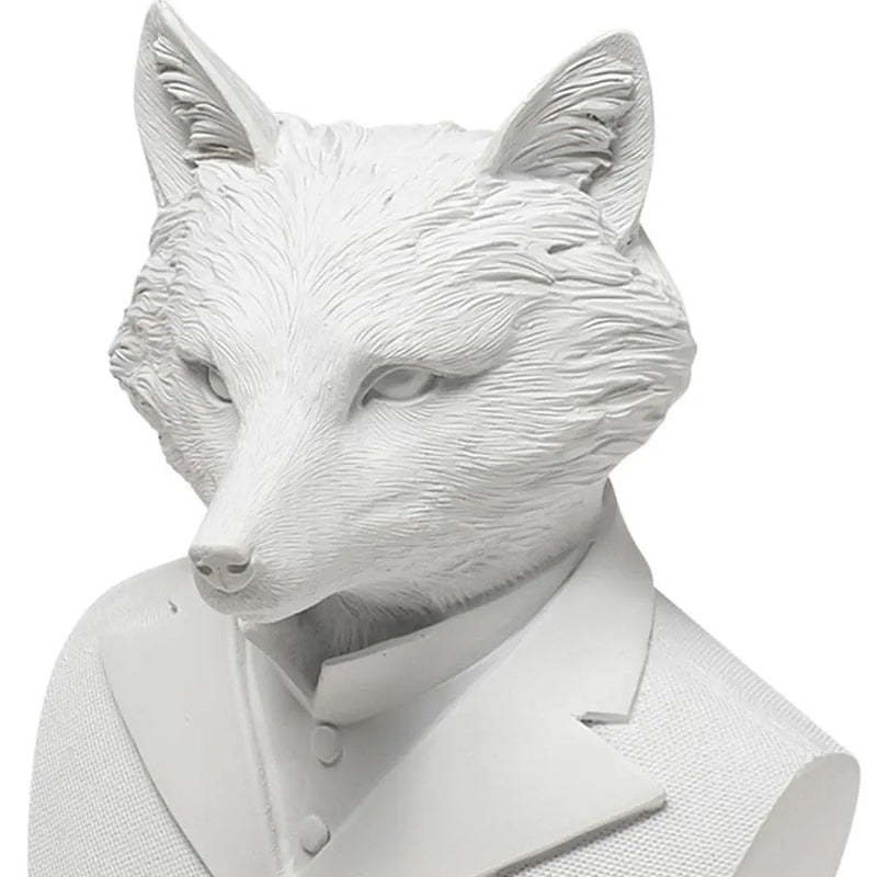 13" White Resin Fox Bust Tabletop Sculpture Homeroots Home Decor