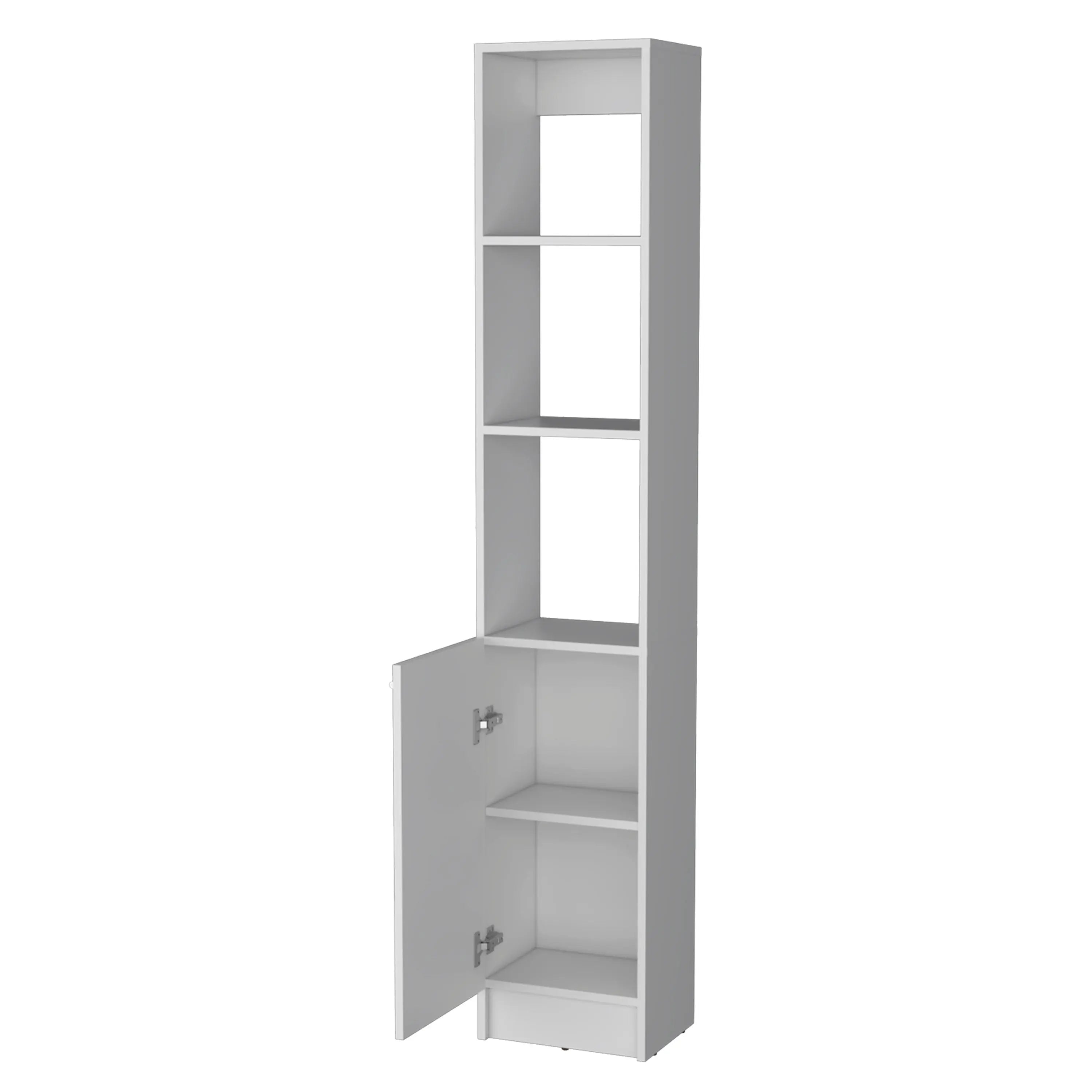 13" White Wood Single Door Linen Cabinet Homeroots Organization