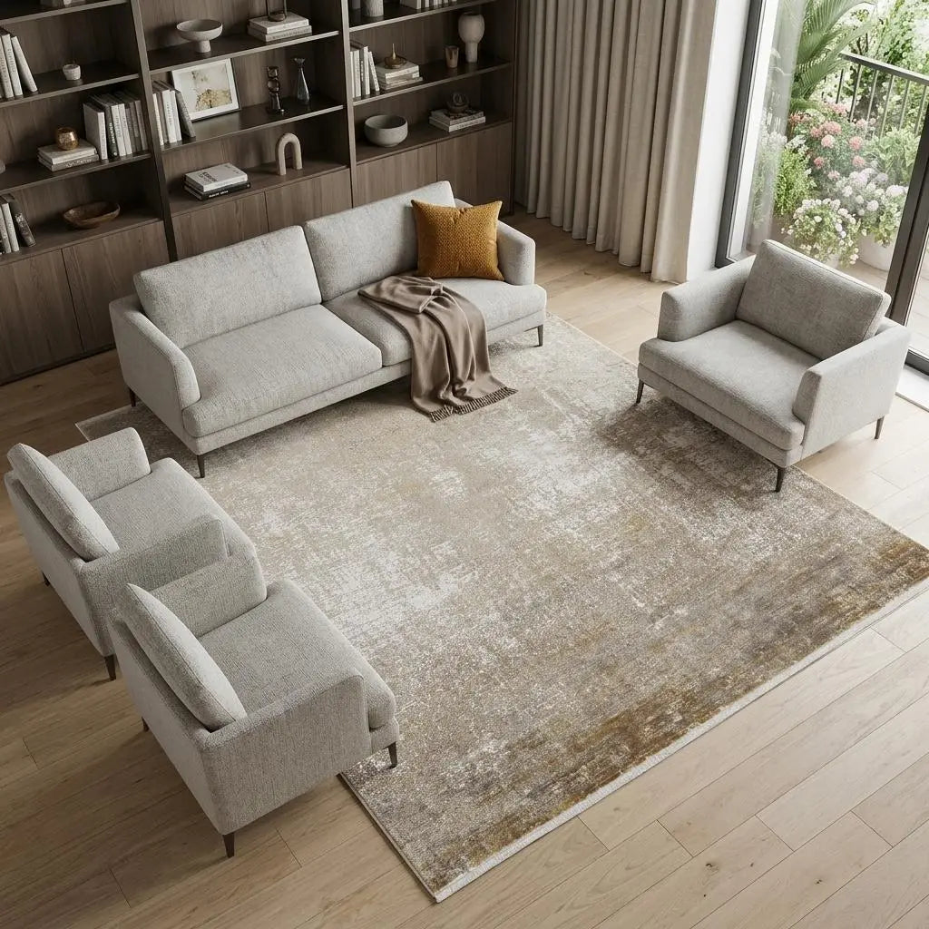 13' X 20' Gold And Ivory Abstract Distressed Area Rug Homeroots Home Decor